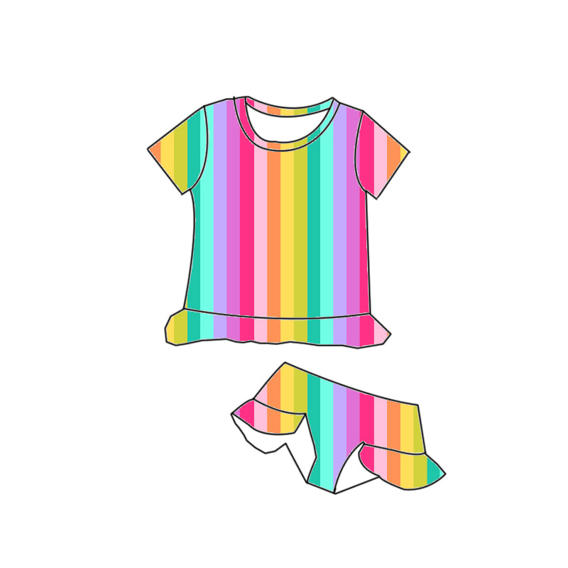 SAFE SWIM STRIPE RAINBOW TWO PC SWIMSUIT - PREORDER #1
