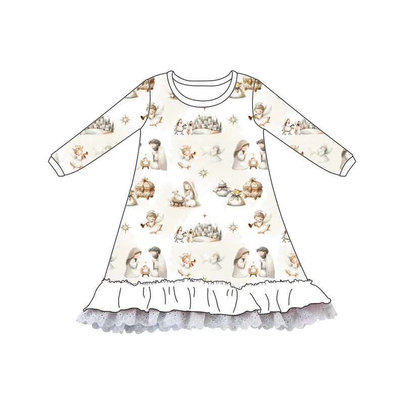 NATIVITY LONG SLEEVES NIGHTGOWN KIDS & ADULTS - PREORDER