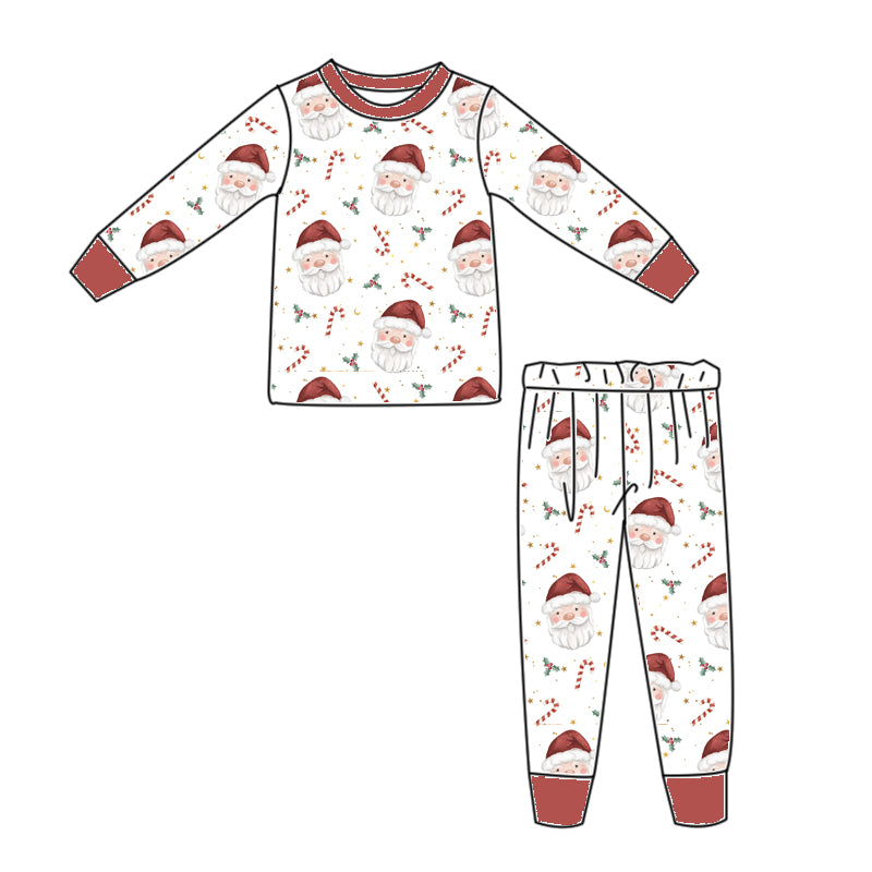 SANTA & CANDY CANE WHITE BAMBOO PAJAMAS