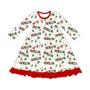 CHRISTMAS PERSONALIZED NAME - LONG SLEEVES NIGHTGOWN - CUSTOM ORDER