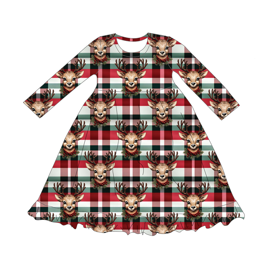 REINDEER PLAID LONG SLEEVES NIGHTGOWN - PRE-ORDER