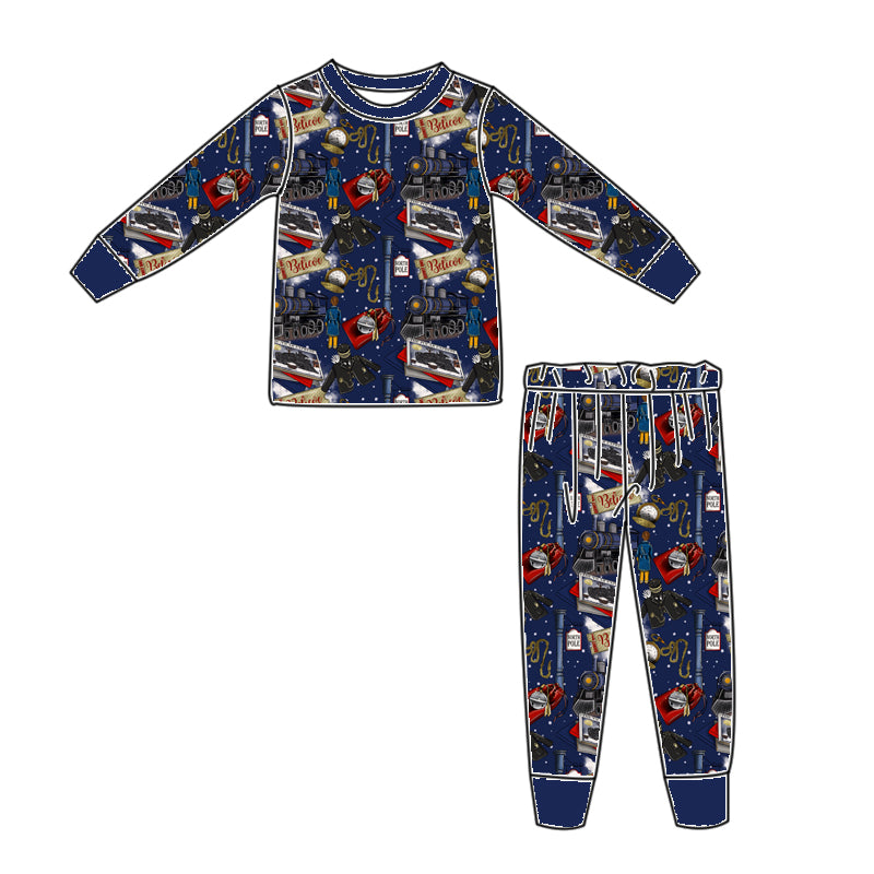 CHRISTMAS TRAIN PJS - BLUE PRE-ORDER