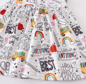 BACK TO SCHOOL RAINBOW FLUTTER DRESS