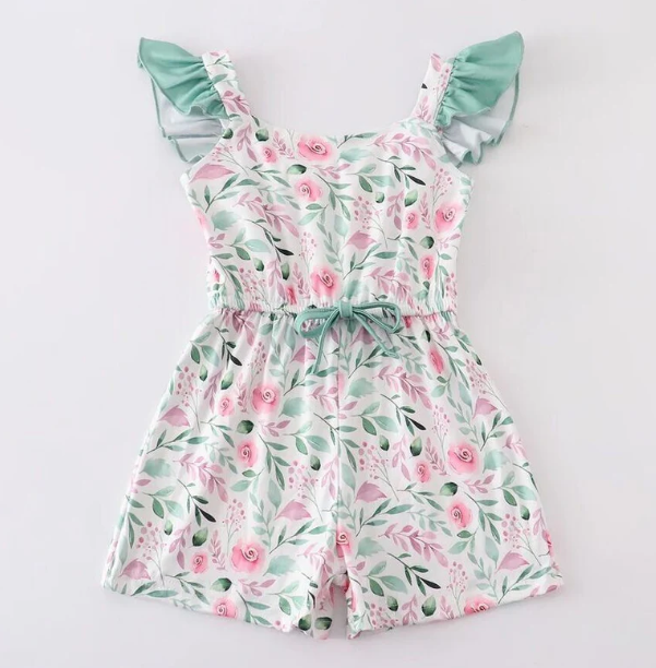 PINK SAGE FLORAL ROMPER