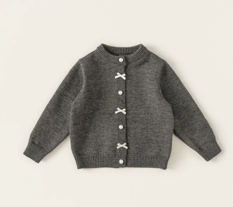 GREY BOW CARDIGAN - Fall2025