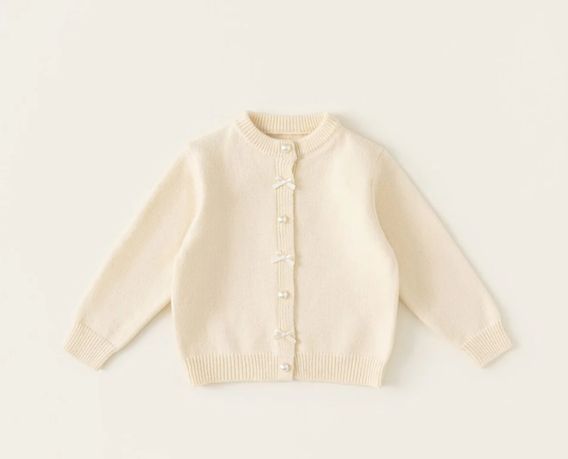 IVORY BOW CARDIGAN - Fall2025