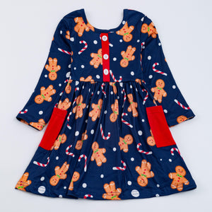 GINGERBREAD COOKIE & CANDY CANES DRESS WITH POCKETS
