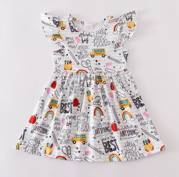 BACK TO SCHOOL RAINBOW FLUTTER DRESS PRESALE