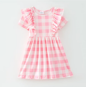 PINK GINGHAM SPRING DRESS