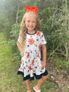 SPIDER & FALL FLORAL RUFFLE DRESS