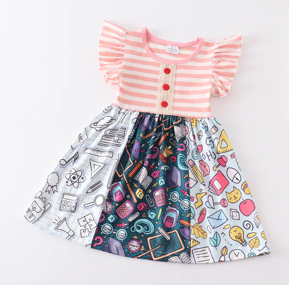 BACK TO SCHOOL BUTTON DRESS