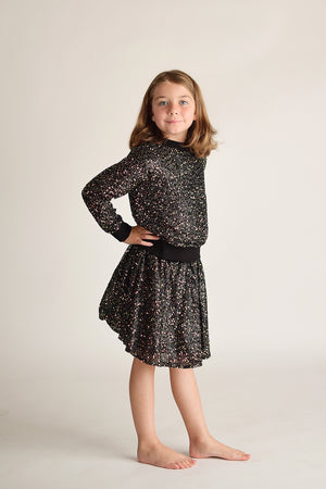 EVA SPARKLE BLACK SWEAT TOP & SKIRT SET