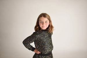 EVA SPARKLE BLACK SWEAT TOP & SKIRT SET