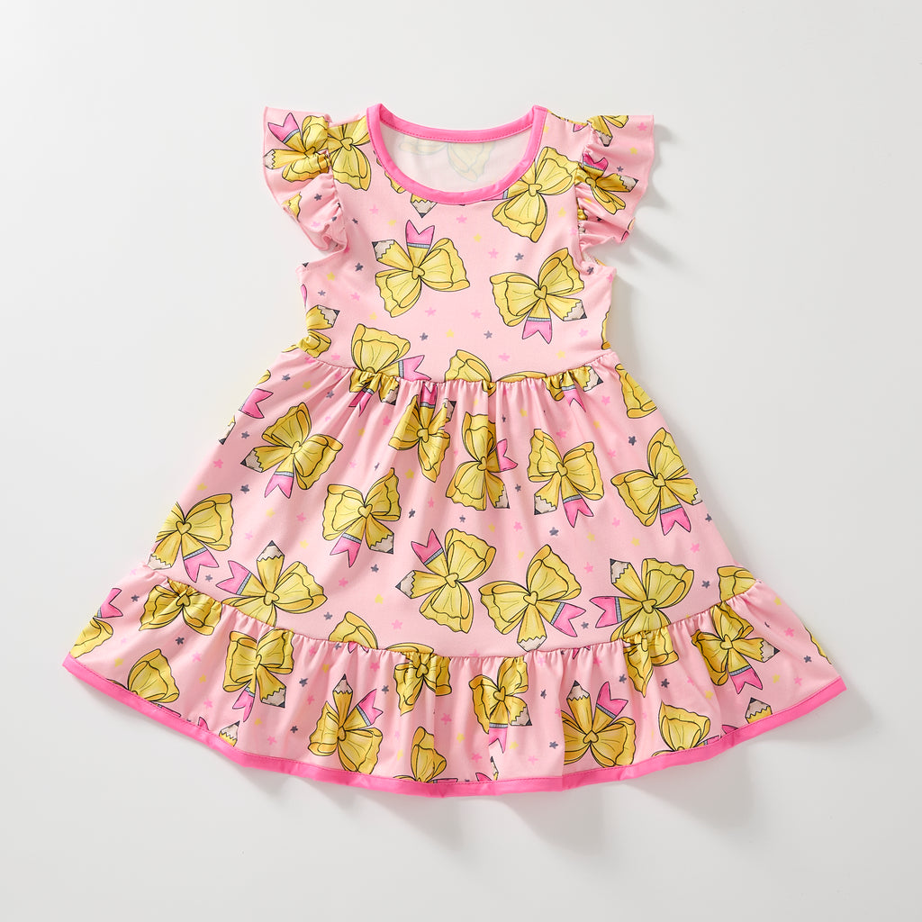 PENCIL BOW RUFFLE DRESS