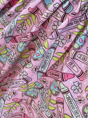 CRAYONS POSITIVE AFFIRMATION DRESS WITH POCKETS - PINK PREORDER