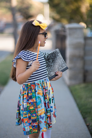 BACK TO SCHOOL STRIPE TWIRL DRESS