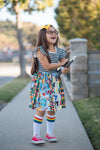 BACK TO SCHOOL STRIPE TWIRL DRESS