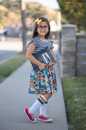 BACK TO SCHOOL STRIPE TWIRL DRESS