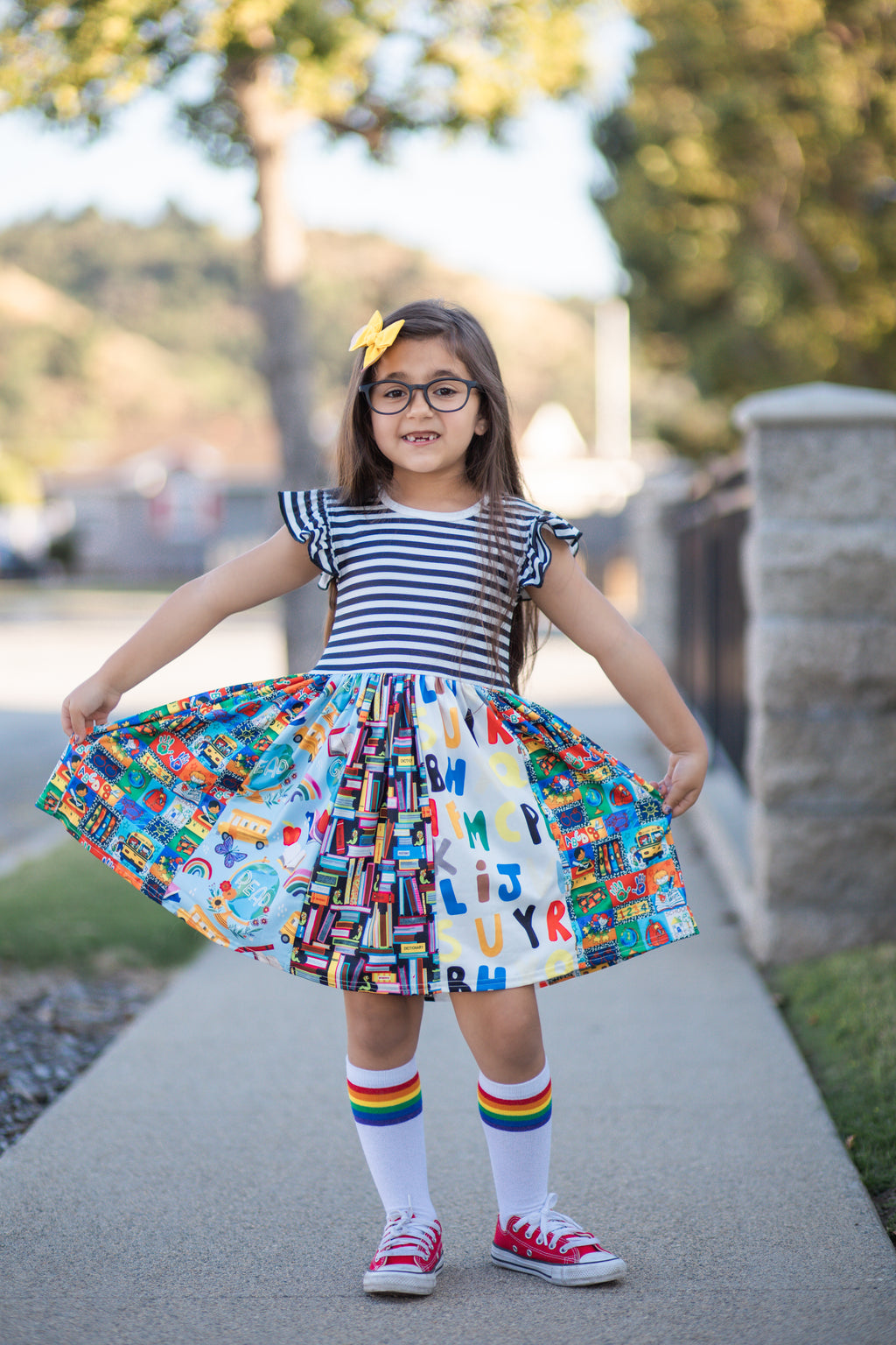 BACK TO SCHOOL STRIPE TWIRL DRESS