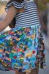 BACK TO SCHOOL STRIPE TWIRL DRESS