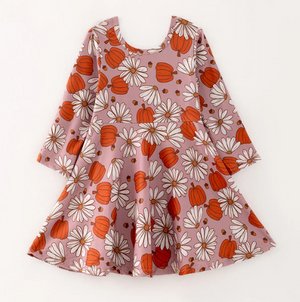 FALL PUMPKIN & DAISY DRESS - Fall2025
