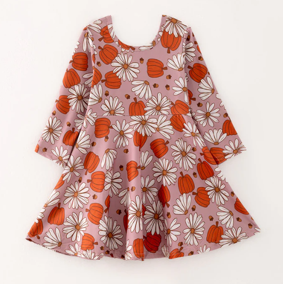 FALL PUMPKIN & DAISY DRESS - Fall2025