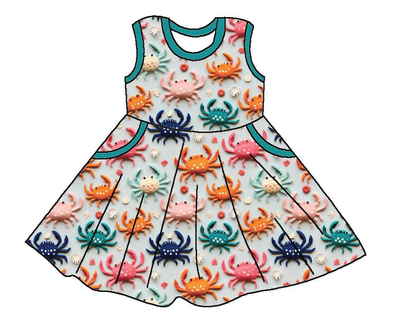 SUMMER CRABS DRESS WITH POCKETS  PRESALE