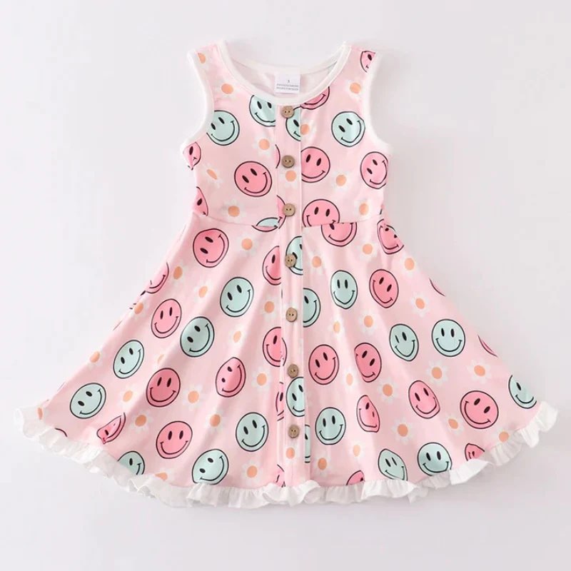 SMILEY FACES BUTTONED DRESS
