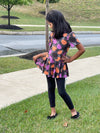 PURPLE PUMPKIN & BATS PEPLUM TOP
