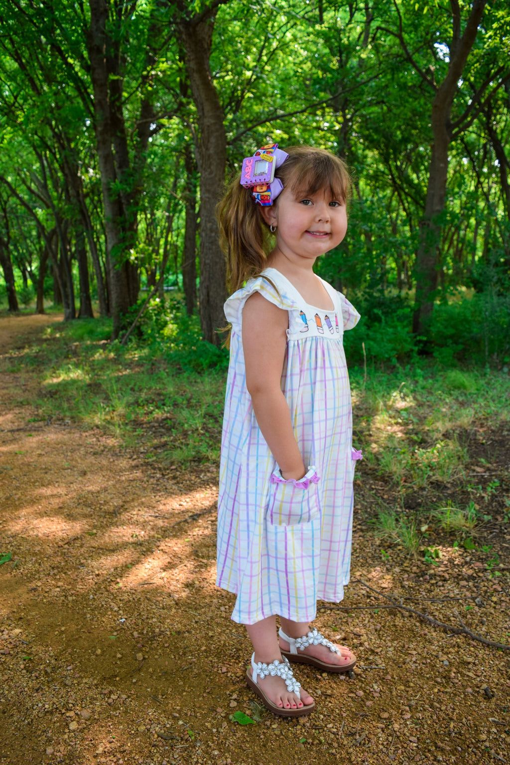 COLOR PENCIL GINGHAM DRESS