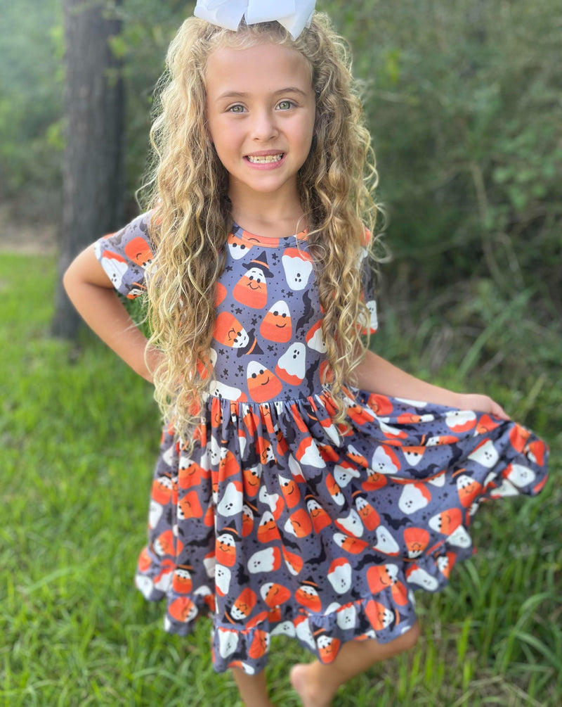 CANDY CORN BOW DRESS