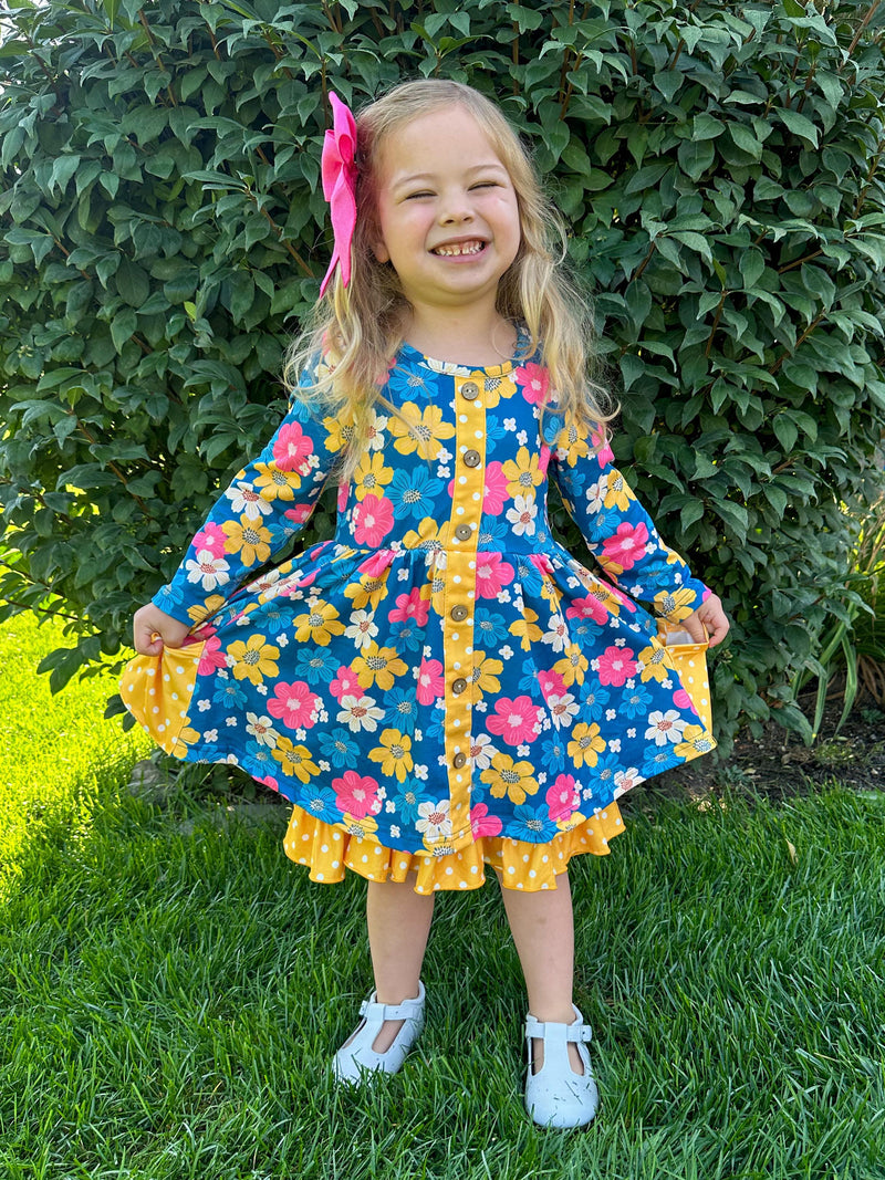 FALL FLORAL DRESS WITH POCKETS