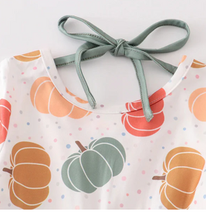 FALL PUMPKIN TIE BACK DRESS - Fall2025