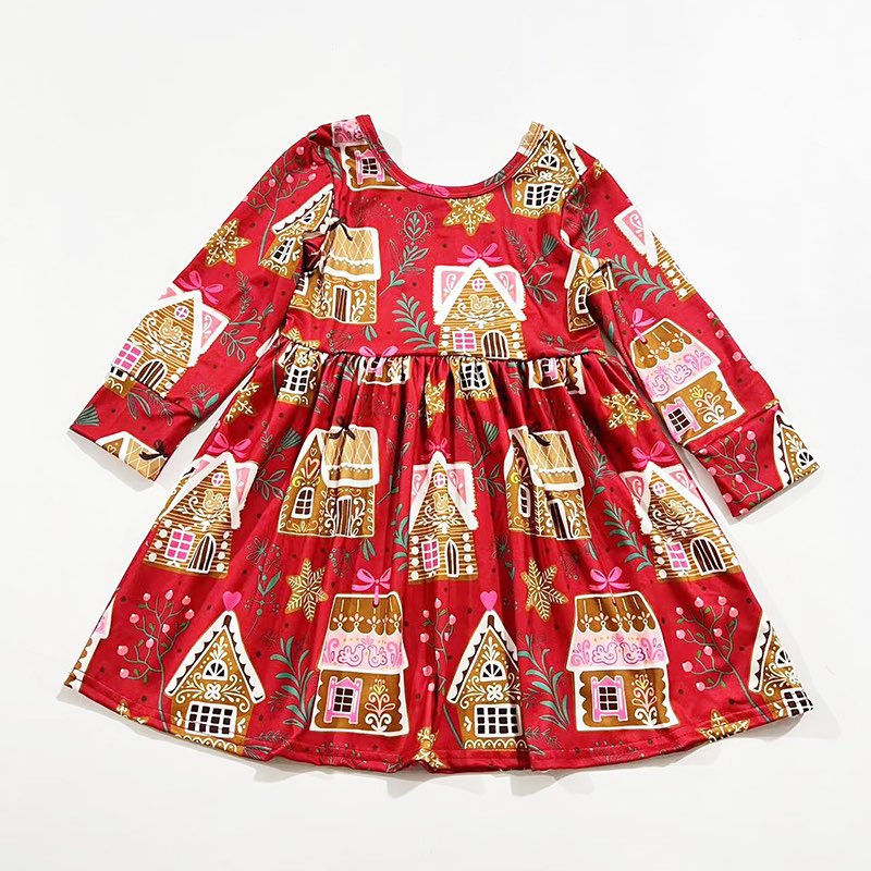 GINGERBREAD HOUSE LONG SLEEVES DRESS