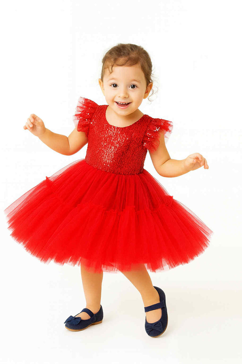 SABRINA RED SPARKLE DRESS  - Christmas2025