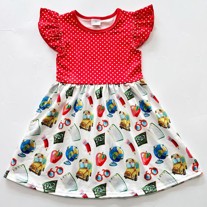 SCHOOL BUS RED POLKA DRESS