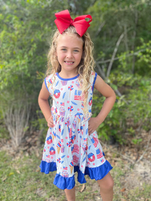 PATRIOTIC TREAT BACK BOW DRESS