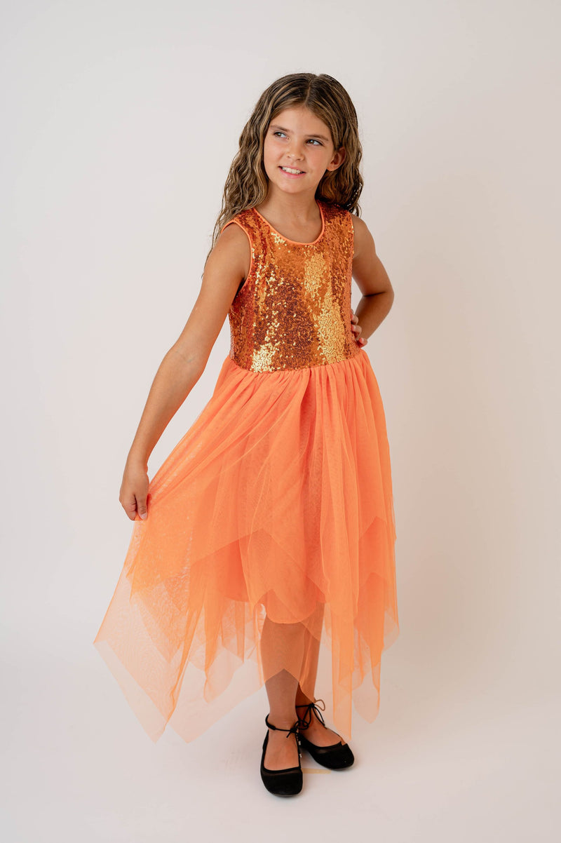 ORANGLE SPARKLE & TULLE DRESS