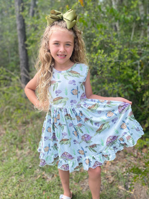 TURTLE BACK BOW DRESS