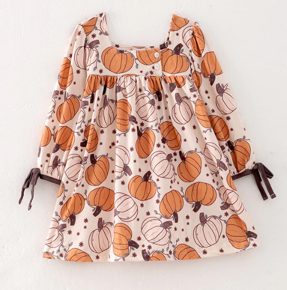 FALL PUMPKIN BUTTON DRESS - Fall2025
