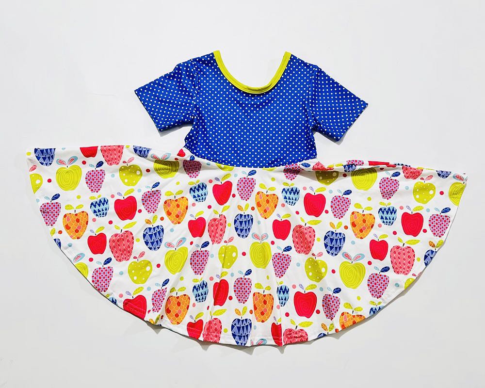 BACK TO SCHOOL APPLE TWIRLY DRESS