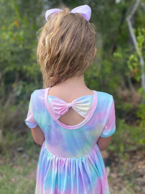 PASTEL OMBRE BACK BOW DRESS