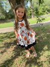 SPIDER & FALL FLORAL RUFFLE DRESS