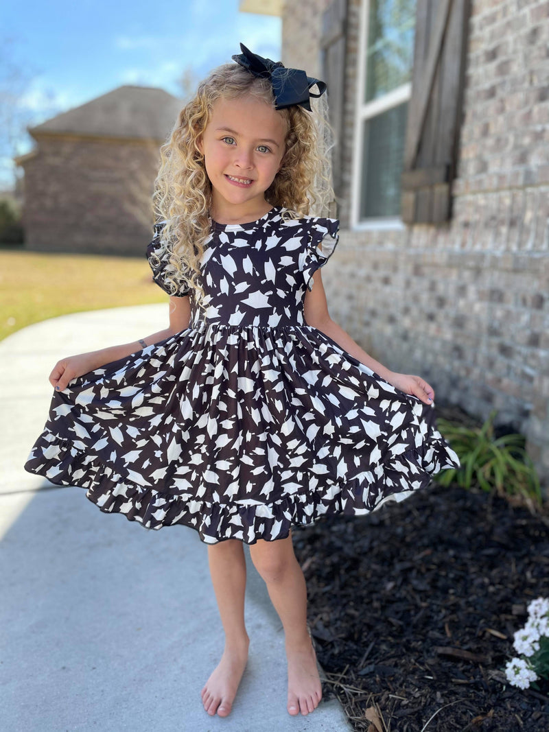 GRADUATION TWIRL DRESS - BLACK READY TO SHIP