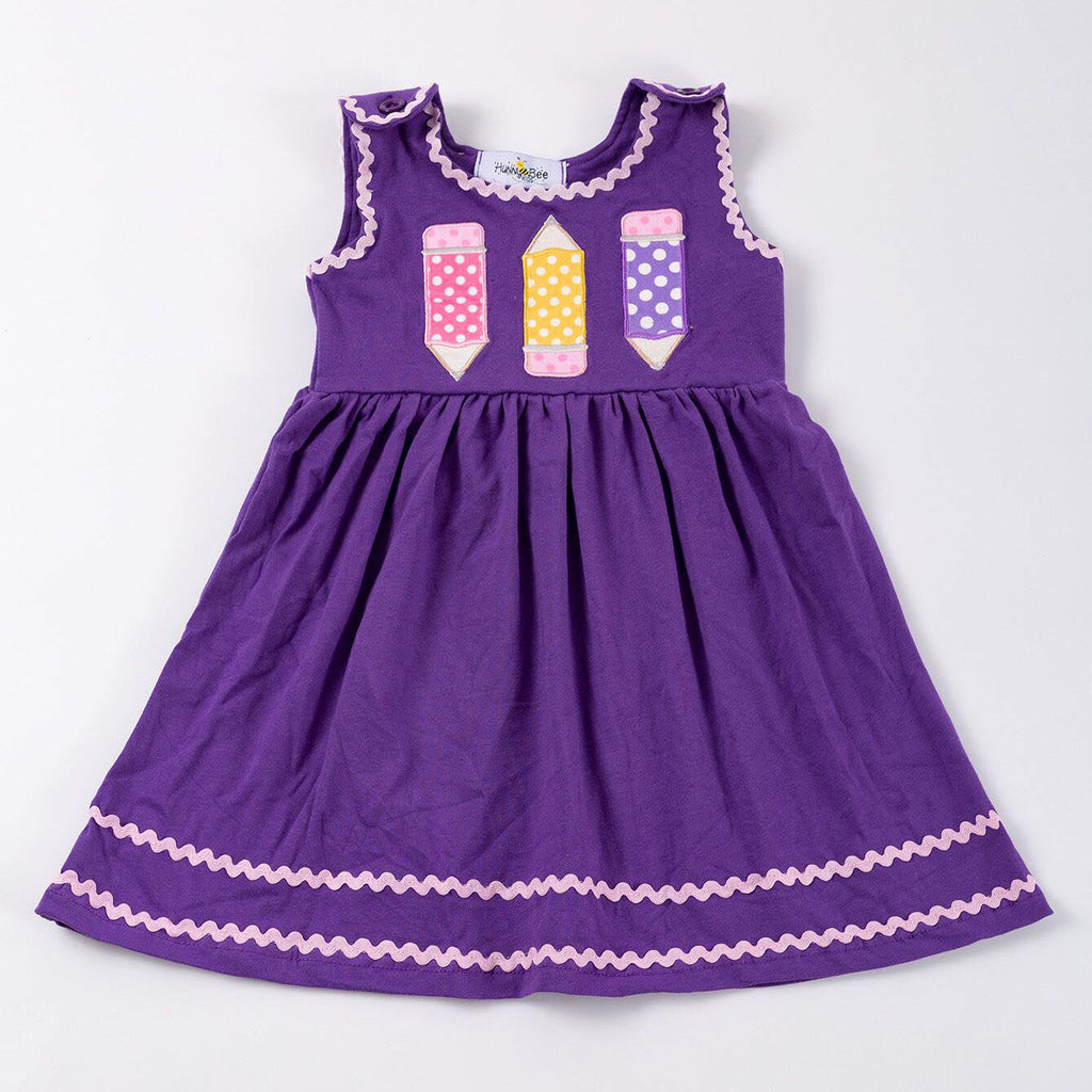 PURPLE BACK TO SCHOOL CRAYON DRESS