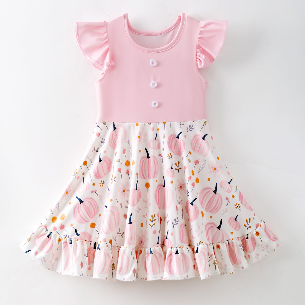 PINK PUMPKIN BUTTON DRESS - Fall2025