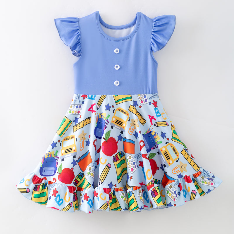 BACK TO SCHOOL BUTTON DRESS