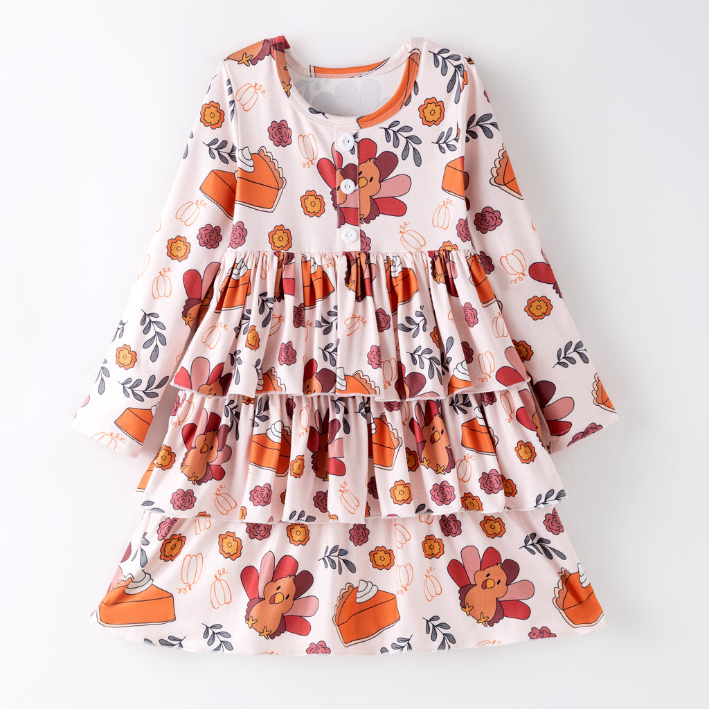 THANKSGIVING TURKEY RUFFLE DRESS