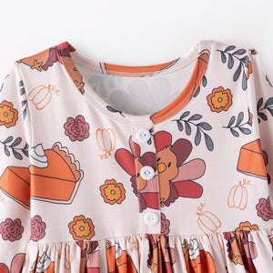 THANKSGIVING TURKEY RUFFLE DRESS