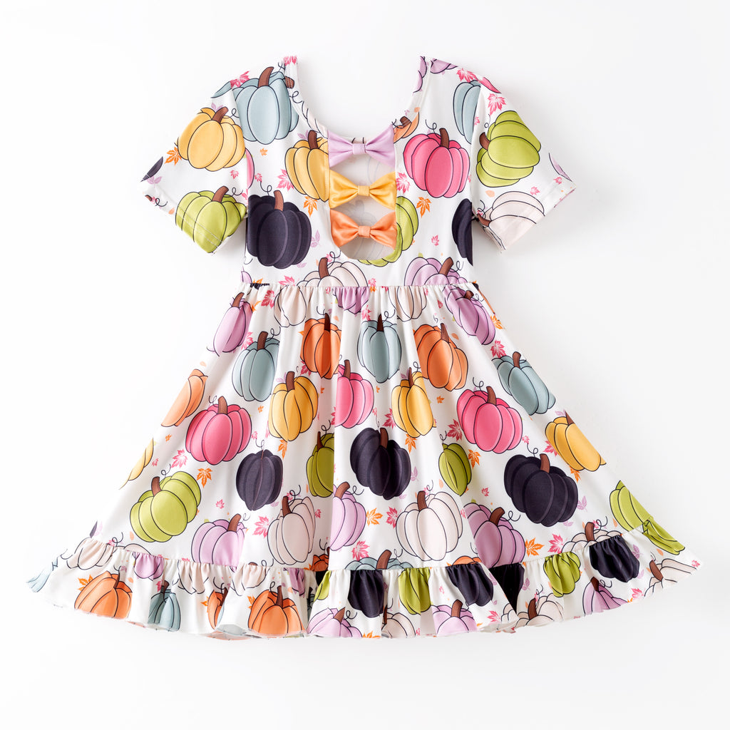 FALL PUMPKINS BACKBOW DRESS - Fall2025